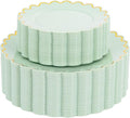 LIYH 100 Sage Green Scalloped Plastic Plates by LIYHLoveinyourheart