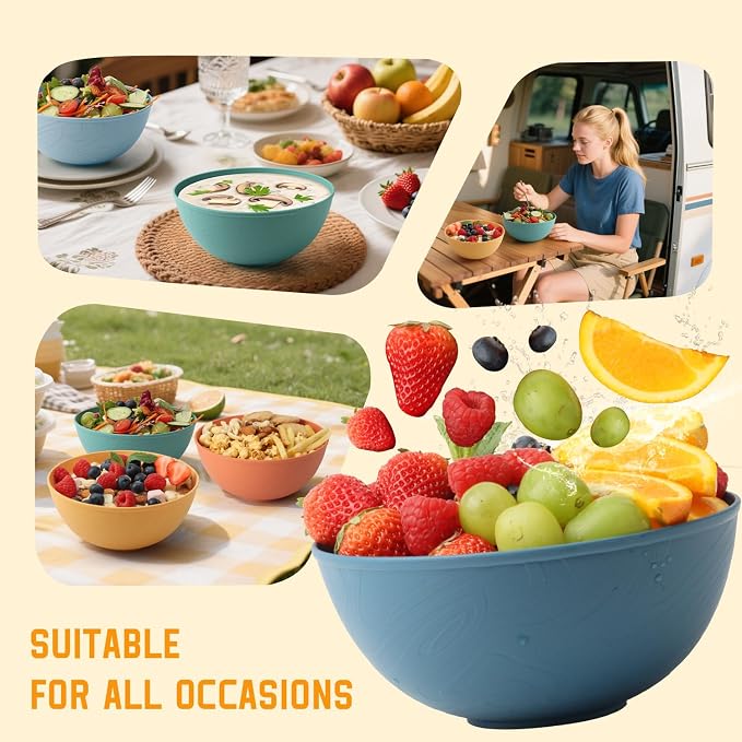 Wheat Straw Bowls Unbreakable Salad Bowls 40 OZ Thick Large Cereal Bowls - Image 7