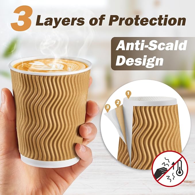 SIUQ 90 Pack 8 oz Disposable Coffee Cups - Image 3
