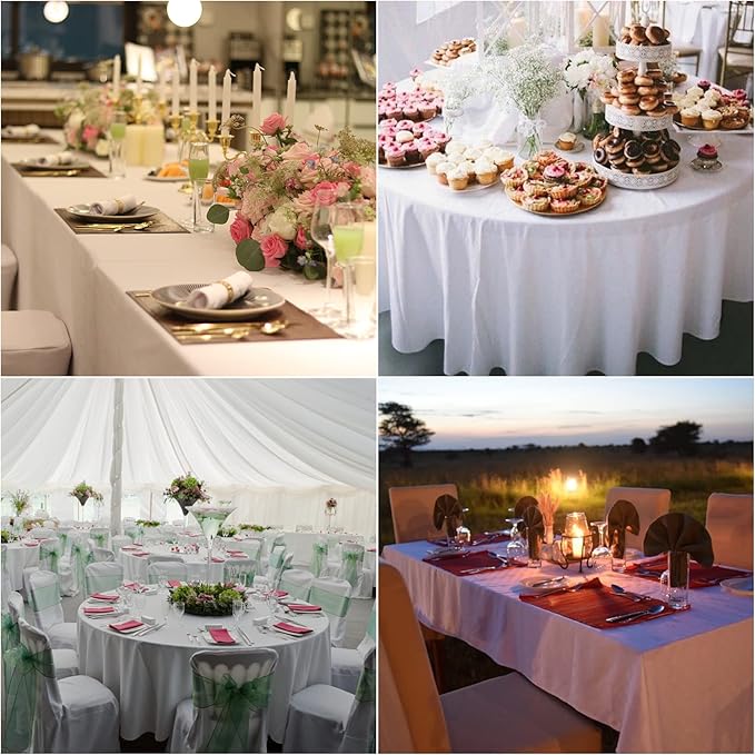 Fokitut 6 Pack Rectangle Tablecloth, 90x156 Inch, Stain Resistant and Wrinkle Polyester Table Cloth, Fabric Table Cover for Kitchen Dining, Wedding, Party, Holiday Dinner-Blue Mist