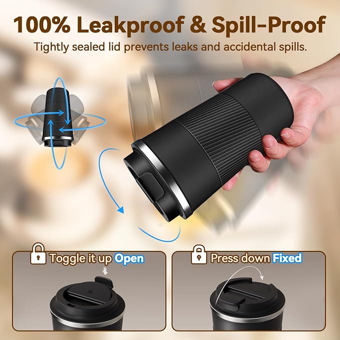 12OZ Travel Coffee Mug Insulated Coffee Cup - Image 4