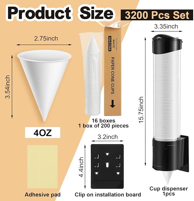 Roshtia 3200 Pcs 4 oz Snow Cone Cups Disposable - Image 2
