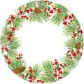 Caspari Evergreen And Berries White Paper Dinner Plates by Caspari