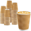 BYSNOW 100 Pack 12 oz Coffee Cups, Insulated Disposable Hot Paper Cups | by BYSNOW