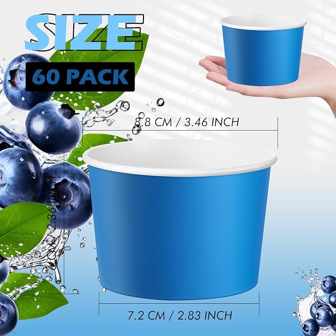 Jingmore Paper Ice Cream Cups 9oz Colored Disposable Dessert Bowls - Image 2