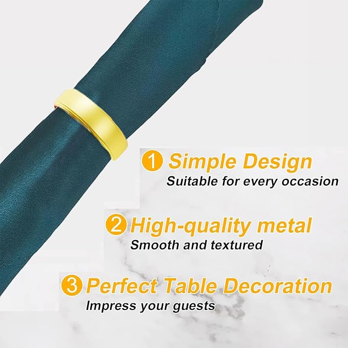 16 Pcs Gold Napkin Rings - Metal Napkin Ring,Stainless Steel Napkin Rings for Table Settings Wedding Christmas Party Dinner Table(Semicircle)