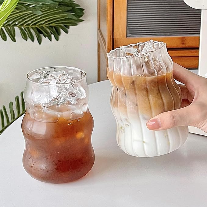 Vintage Ripple Glass Tumbler, 18 oz, Borosilicate Glass, Open Top, General Use - Image 4
