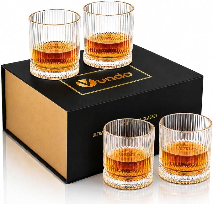 Vintage Whiskey Glasses Set of 4, 12 oz Crystal, Luxury Gift Box | Old fashioned - Image 9