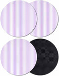 Purple White Stripe Coasters Set of 4, Modern Minimalist Geometric Striped Soft by PIEPLE