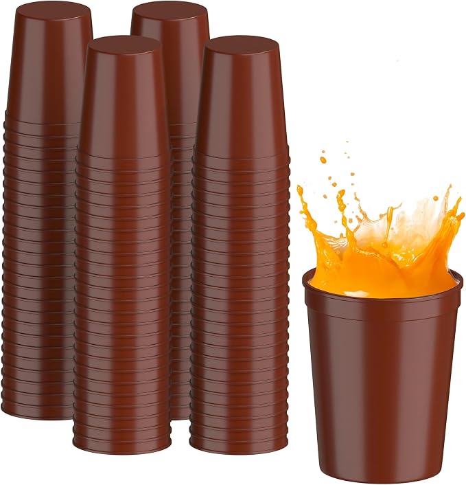 PartyPrints 100 Pack 16 oz Maroon Reusable Blank Plastic Cups, Stadium Cups by PartyPrints