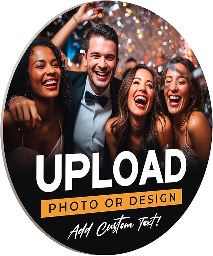 20 Pack, Personalized Drink Coasters, Custom Cardboard Coasters with Photo and Text, Design Your Own Coaster for Events, Parties, Bars, and Unique Gifts, 3.95" Round