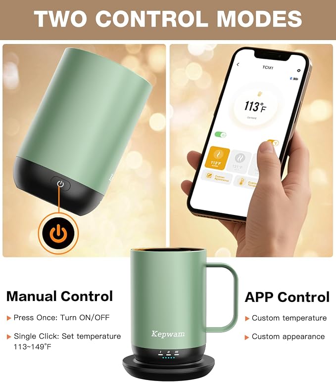Kepwam Self-Heating Coffee Mug T1, 16oz Rechargeable Heated Coffee Mug - Image 4