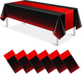 MASHAN 6Pcs Black and Red Tablecloth Party Decorations, Plastic Black Table by MASHAN