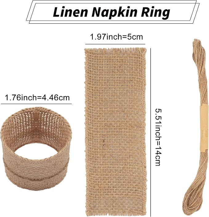 100pcs Burlap Napkin Rings - Image 2