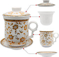 Porcelain Tea Cup with Infuser Lid and Saucer Sets by Unknown