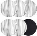 Black Coasters Set of 6, Abstract Lines Gradient Minimalist Modern Texture Soft by PIEPLE