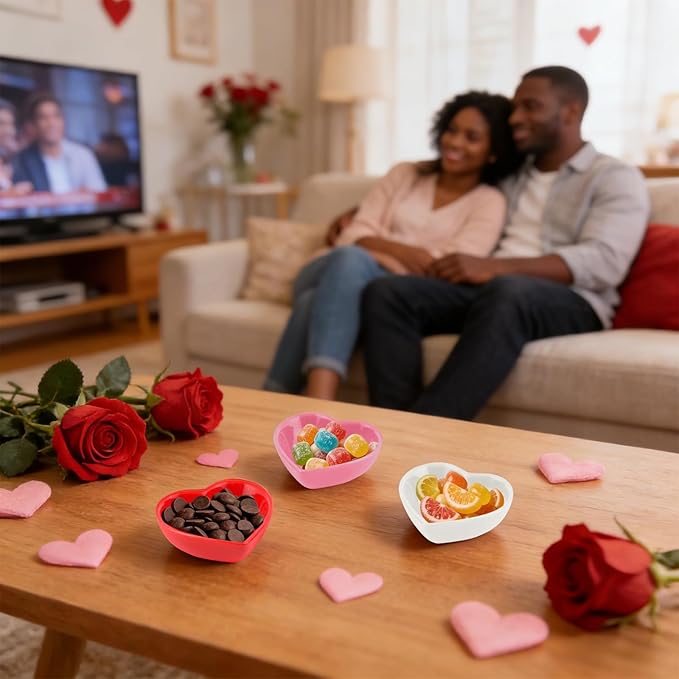 12PCS 3.2inch Heart Shaped Bowl Heart Bowl For Candy Lovers, Office Desk Decor, Home Snack Display, Valentine'S Day, Wedding Celebrations, Birthday Parties,Family Kitchen Use