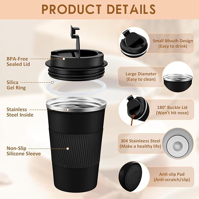 KETIEE Travel Mug 12oz, Vacuum Insulated Coffee Mug - Image 6