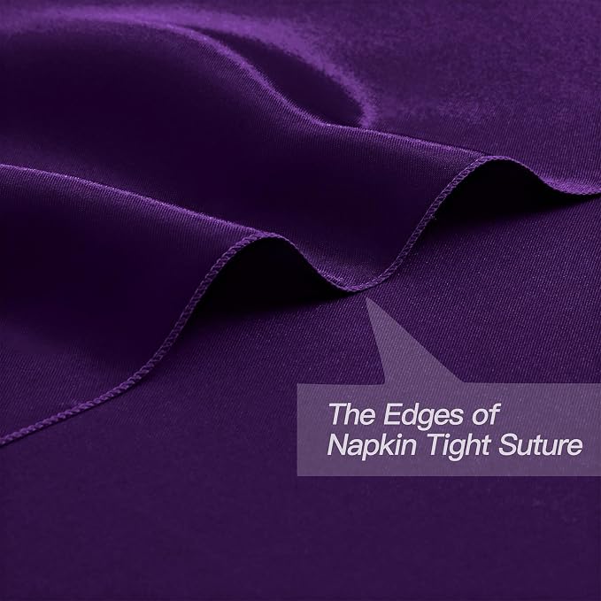 P Pothuiny 12 Pcs Purple Satin Napkins 17 x 17 Inch, Satin Cloth Napkins | - Image 3