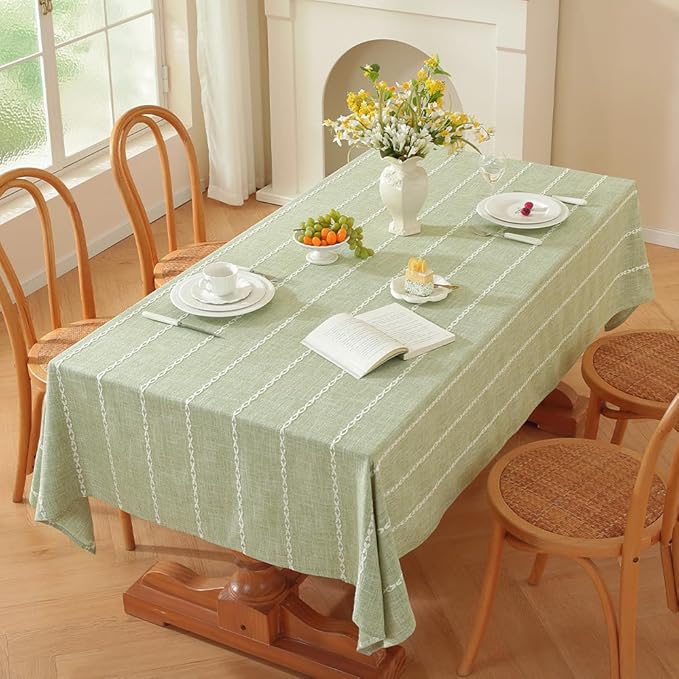 Zobesta Sage Green Tablecloth Rectangle 53 x 70 Inch, Cotton Green Table Cloth Rectangle Table, Washable Farmhouse Soft Boho Tablecloths Rectangular for Party, Holiday, Picnic, Dining, Outdoor,Fall