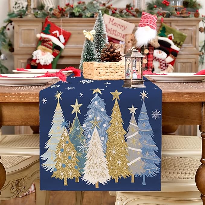 Christmas Table Runner 13x72 Inch, Xmas Trees Snowflakes Holiday Decorative - Image 7
