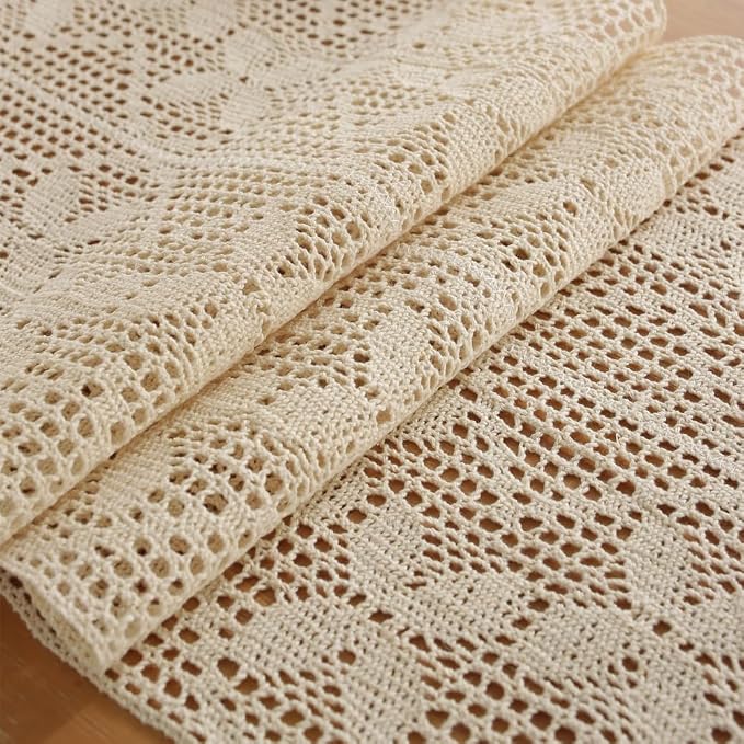 meioro Crochet Lace Table Runner, 12x64 Inch Boho Cotton Table Runners - Image 4