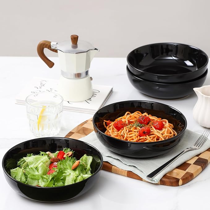 Selamica Ceramic Pasta Bowls Set of 4, Large Salad Bowl - Image 3