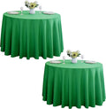 2-Pack Round 108-inch Forest Green Table Cloths, Solid Stain and Wrinkle Resistant Circular Tablecloth, Premium Plain Weave Polyester Fabric Table Linen Covers for Hotel, Banquet