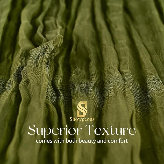 Showgeous 4 Pack Olive Green Cheesecloth Table Runner, 17 x 108 Inches | Boho - Image 4