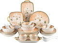 Ceramic Dinnerware Set, Floral Plates and Bowls Sets, Microwave & Dishwasher by FANGJING
