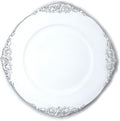 allgala 13-Inch 6-Pack Heavy Quality Round Charger Plates-Floral White Silver Trim-HD80342