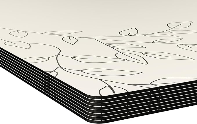 Royalty Art Creamy White Boho Placemats, 4 Pc. Set, Non-Slip Cork Backed, Wipeable Heat Resistant Surface for Kitchen and Dining Table Protection, Cute Floral Pattern for Farmhouse or Rustic Decor