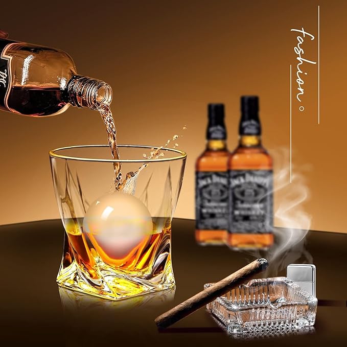 Crystal Whiskey Glass Set of 6 - Old Fashioned Bourbon Glasses, Perfect for Scotch and Cocktails (Style 2,6pcs)