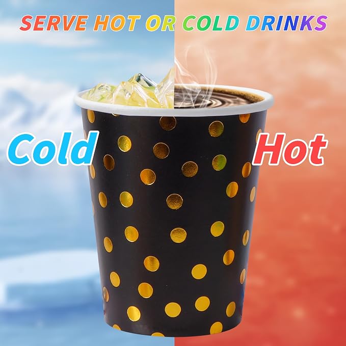 120 Pack Black And Gold Paper Cups-9 oz Disposable Paper Cups - Image 3