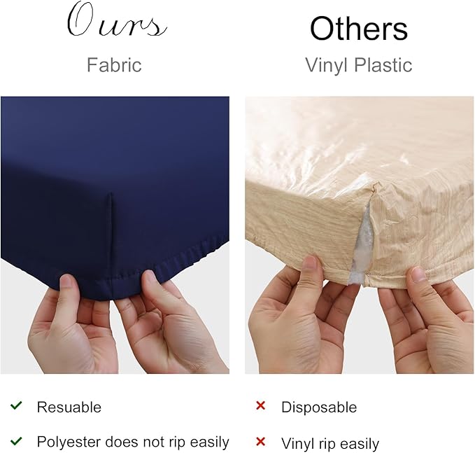 homing 2 Pack Rectangle Table Cloth, Elastic Fitted Fabric Tablecloth Fits for 4 Foot Folding Tables, Washable Table Cover for Picnic, Camping, Indoor & Outdoor (Navy Blue, 30" x 48")