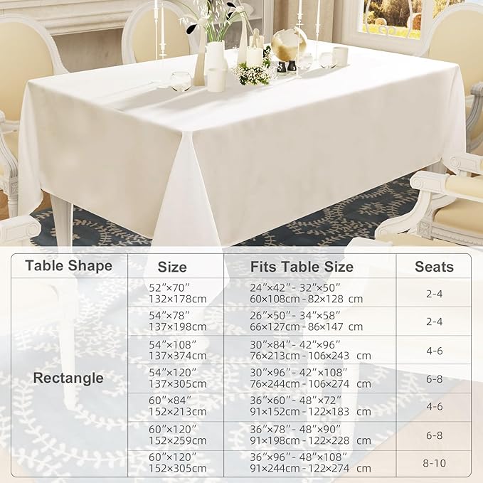 Smiry Square Table Cloth, Waterproof Anti-Scratch Polyester Tablecloth, Decorative Washable Fabric Table Cover for Dining, Buffet, Parties and Outdoor, 54x54, Beige
