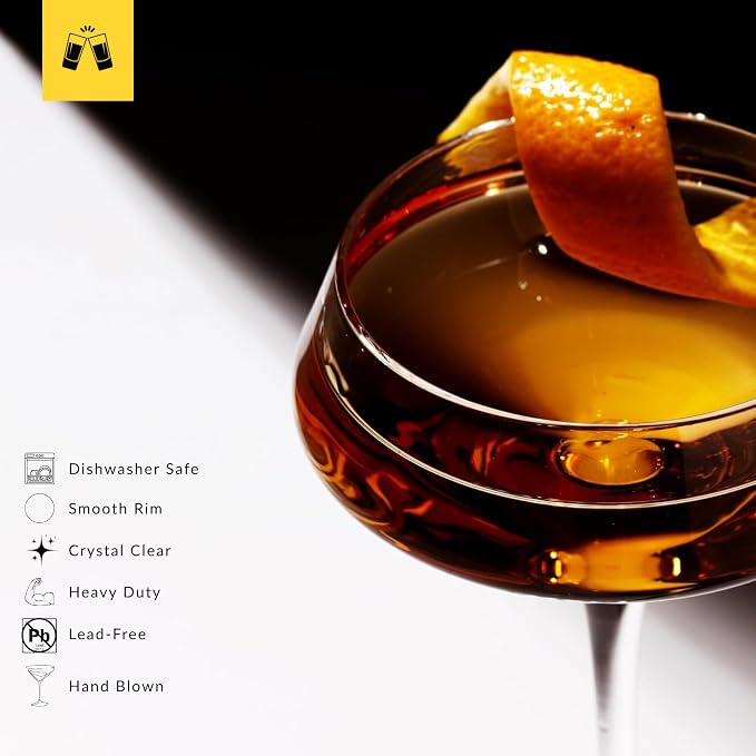 LEMONSODA Classic Martini Glasses, Ribbed Glassware | Hand Blown Cocktail - Image 3