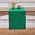 Solino Home Linen Emerald Green Hemstitch Table Runner 60 Inches - 100% Pure Linen Small Table Runner 14 x 60 Inch Ideal for Dresser and Coffee Tables - Classic Hemstitch - St Patricks Day