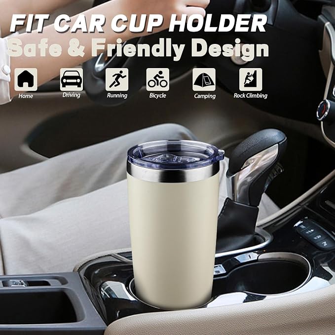 20 oz Tumbler with Lids and Straws, Stainless Steel Insulated Coffee Tumbler - Image 6