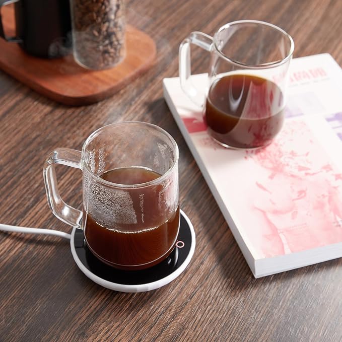 Glass Coffee Mugs, 14 oz Glass Coffee Cups Set of 4, Hot/Cold Beverages - Image 5