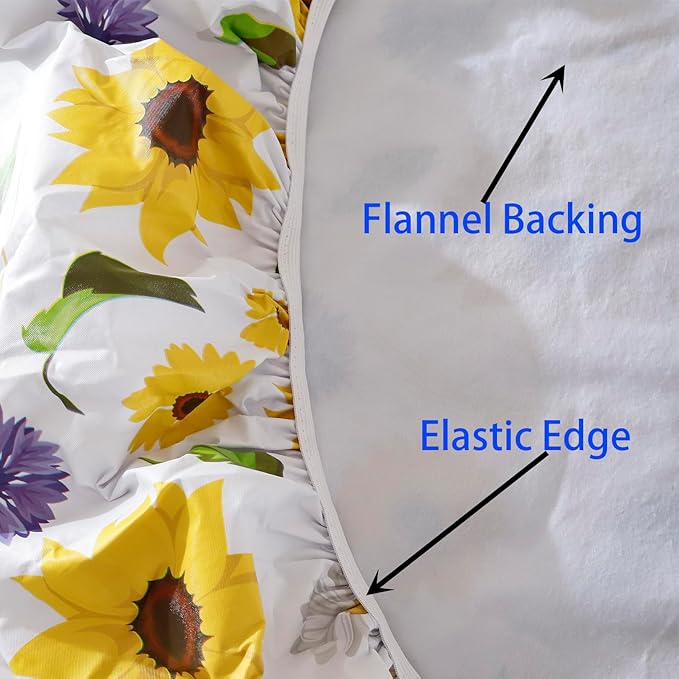 Walrus Round Vinyl Fitted Tablecloth with Flannel Backing Elastic Edge Design Table Cover Waterproof Oil-Proof PVC Table Cloth Stain-Resistant Best for 32"-36" Round