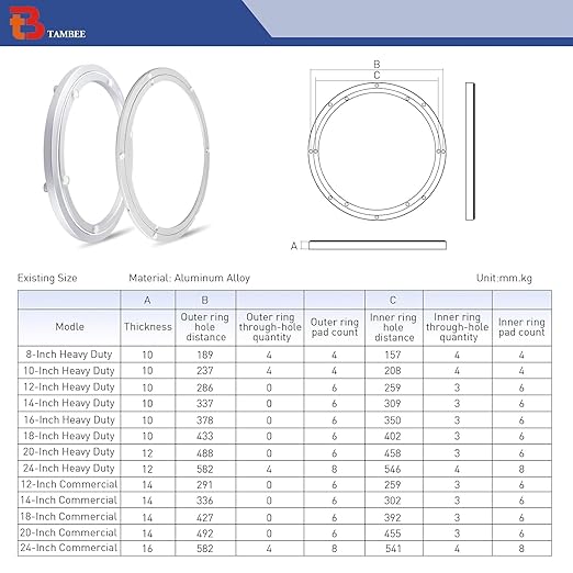 TamBee 14 Inch Lazy Susan Hardware Aluminum Bearing Metal Rotating Turntable Bearing Swivel Plate Hardware Lazy Susan Bearing Lazy Susan Parts Lazy Susan Mechanism Lazy Susan Kit Lazy Susan Base Only