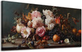 ADJUVANT Wall Art Vintage Floral And Fruit 48" L x 24" W, Peonies With Grapes And Citrus Canvas Painting Prints Graceful Botanic And Fruity Wall Decor for Living Room Bedroom Dining Room Home Office