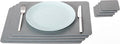 Nikalaz Set of 4 Placemats and 4 Coasters Made of Recycled Leather (18''x13'', Dirty Grey)