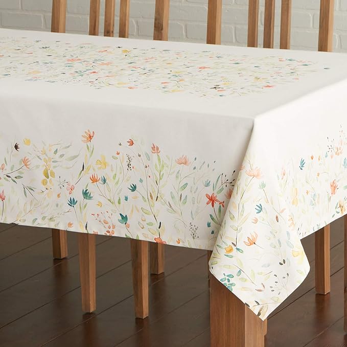 Maison d' Hermine Table Cloth Rectangle Table 100% Cotton 70 x 120 Inches Tablecloth Reusable Decorative for Dining Room Farmhouse Home Valentines Day Decorations Spring Summer - Colmar