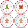4 Set 10 Inch Christmas Dinner Plates Melamine Christmas Gingerbread Man by Afniimyapt