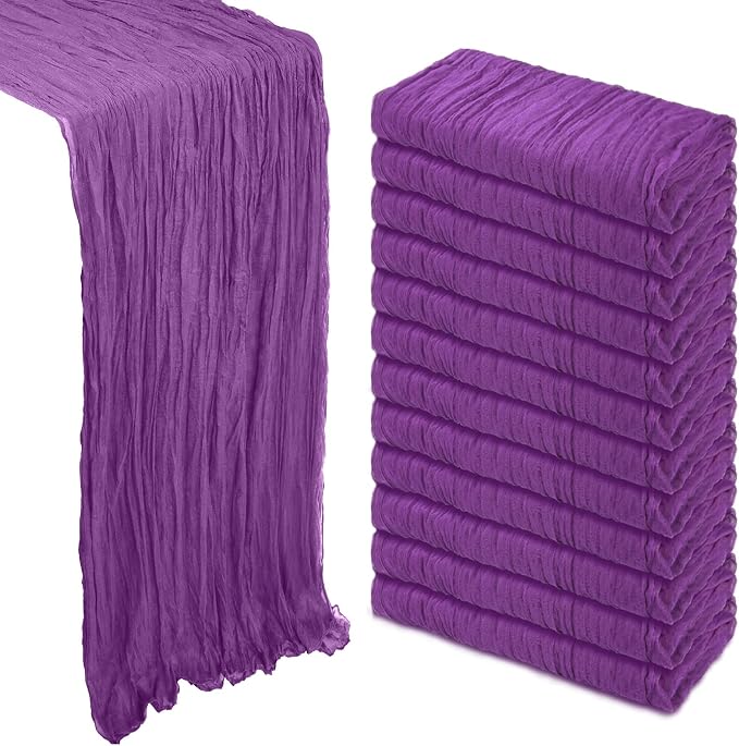 12 Pack Purple Cheesecloth Table Runner 10Ft Gauze Cheese Cloth Table Runner by Heneger