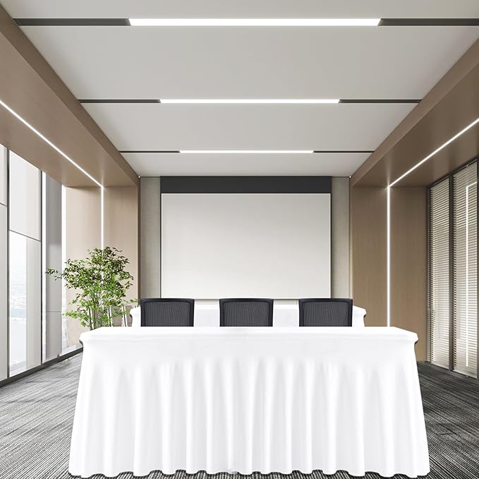 6 Pack White Rectangle Tablecloth 72 Inch with Elastic Skirt - Wrinkle-Resistant Spandex Fitted 6FT Table, Stretchable Table Cover for Wedding Banquet Birthday Party Buffet Restaurant