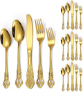 Retro Silverware Gold Set for 4 Stainless Steel Flatware Royal 20 Piece Cutlery by A%C2%B7HOUSEWARE