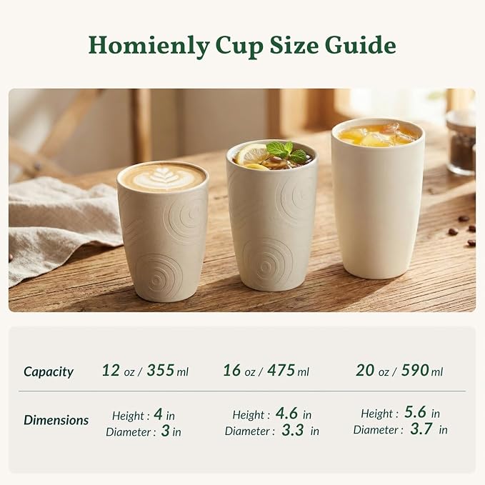 Homienly Unbreakable Drinking Glasses 16oz Wheat Straw Cups–6-Pack Reusable - Image 9